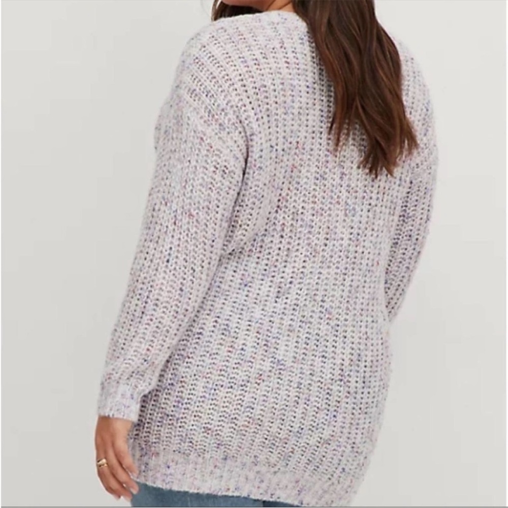 Torrid Multicolor Confetti V-Neck Pullover Sweater Sz 0 Ultra Soft Chunky Knit - Picture 2 of 10
